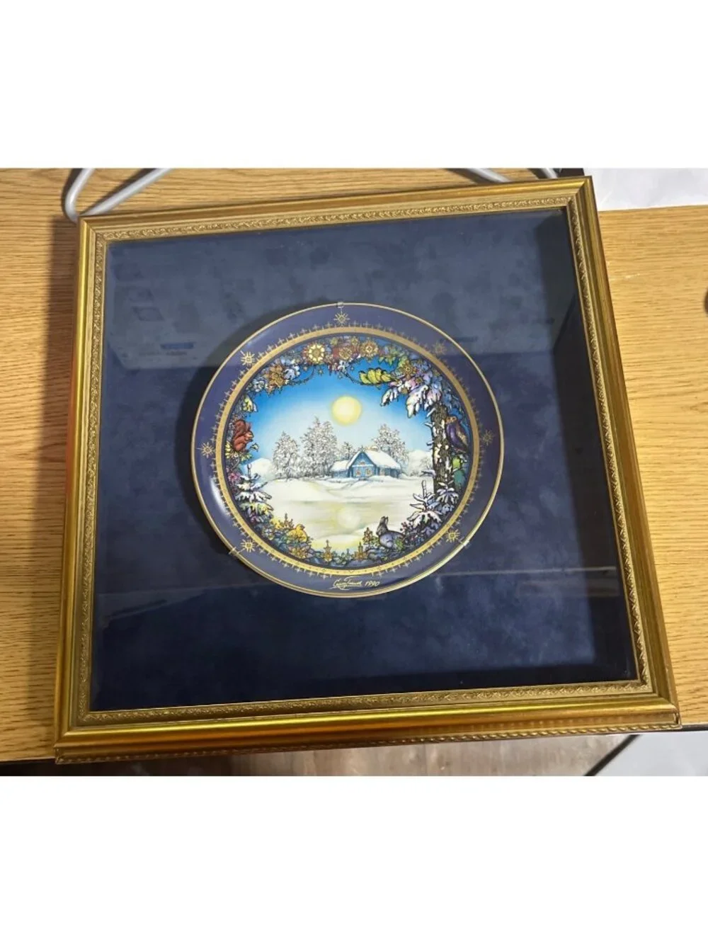 Christmas Plates by Heinrich Silent Night Gregory Frank Plate in Frame VTG 1990